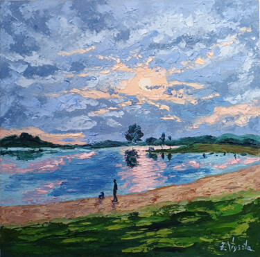 Pintura titulada "Evening Stillness." por Zina Vysota, Obra de arte original, Oleo Montado en Cartulina
