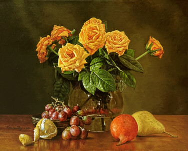 "Yellow rose flowers" başlıklı Tablo K Shaji tarafından, Orijinal sanat, Petrol