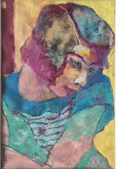 Peinture intitulée "Annabelle's blues" par Rosemay Dahan, Œuvre d'art originale, Huile