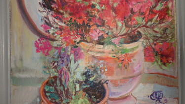 Painting titled "SUR MON BALCON" by Mathilde Groult, Original Artwork, Oil