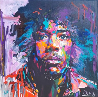 Peinture intitulée "Jimi Hendrix" par Emma-Chodorowska, Œuvre d'art originale, Acrylique Monté sur artwork_cat.
