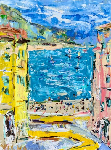 Painting titled "Menton French Rivie…" by Vilma Gataveckiene, Original Artwork, Oil