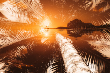 Fotografia zatytułowany „Island sunset” autorstwa Frederic Bos, Oryginalna praca, Fotomontaż