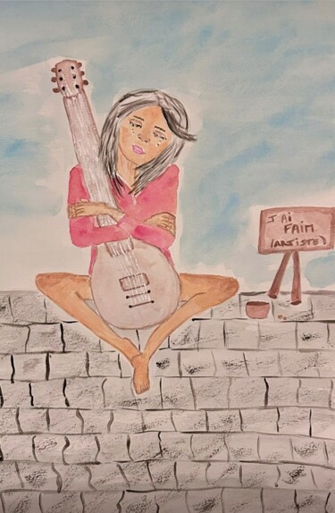 Malarstwo zatytułowany „Être artiste actuel…” autorstwa Lourdes M, Oryginalna praca, Akwarela