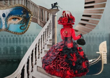 Коллажи под названием "Carnaval à Venise" - Nadine Hiver, Подлинное произведение искусства, Коллажи