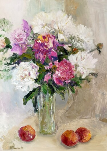 "Натюрморт с пионами…" başlıklı Tablo Юлия Конькова tarafından, Orijinal sanat, Petrol
