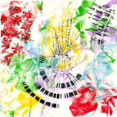 Painting titled "black shapes and 5…" by Giorgio Binda, Original Artwork, Acrylic