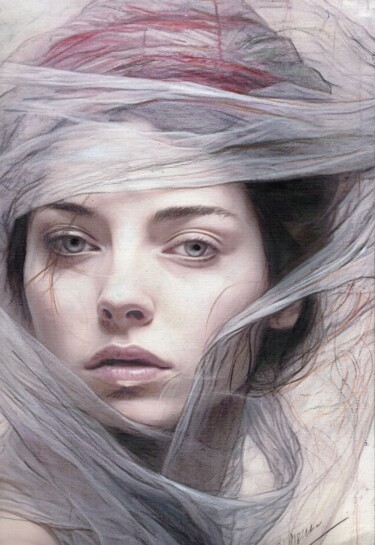 Drawing titled "VELI" by Costapintor, Original Artwork, Conté