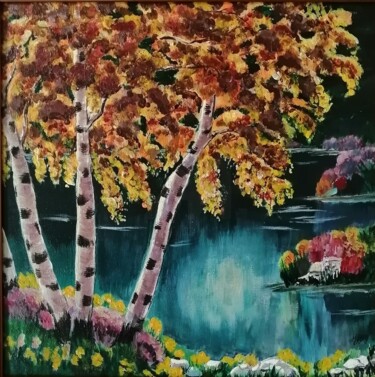 ""Birches by the Aut…" başlıklı Tablo Nadezhda Nikolaeva tarafından, Orijinal sanat, Petrol Karton üzerine monte edilmiş