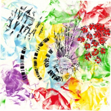 Painting titled "black shapes and 5…" by Giorgio Binda, Original Artwork, Acrylic