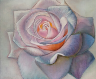 Painting titled "Delicate Rose Beauty" by Mariya Zhakupova, Original Artwork, Oil