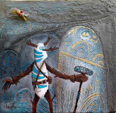 Painting titled "Présence" by Cikrophe, Original Artwork, Acrylic Mounted on Wood Panel