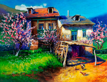 Ζωγραφική με τίτλο "Sunny Spring Day" από Mariya Zhakupova, Αυθεντικά έργα τέχνης, Λάδι