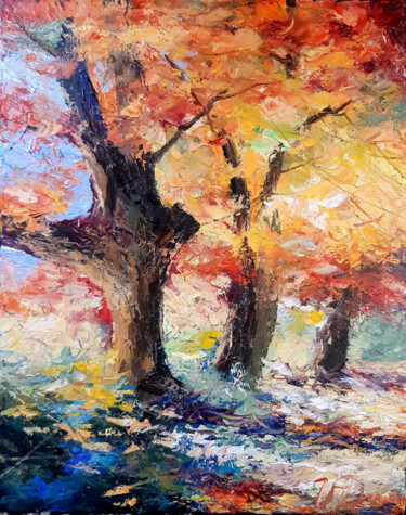 Pittura intitolato "Autumn in forest" da Vladislav Dmitrijev, Opera d'arte originale, Olio