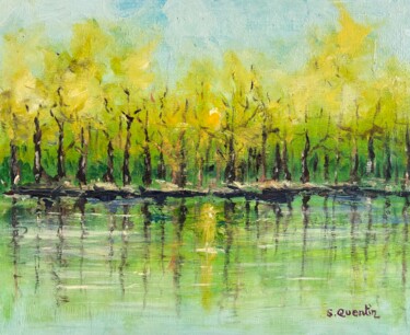Pintura intitulada "Bord de Loire" por Serge Quentin, Obras de arte originais, Acrílico Montado em Armação em madeira