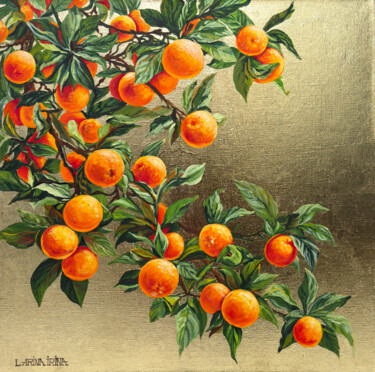 Картина под названием "Mandarins. Harvest" - Irina Larina, Подлинное произведение искусства, Акрил Установлен на Деревянная…