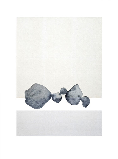 Painting titled "Stones on border |…" by Tani Soul, Original Artwork, Watercolor