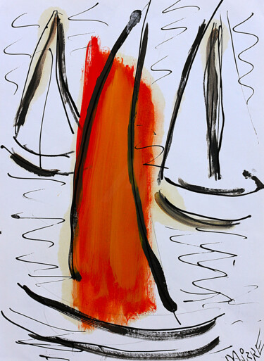 Painting titled "Course au large" by Jean Mirre, Original Artwork, Oil