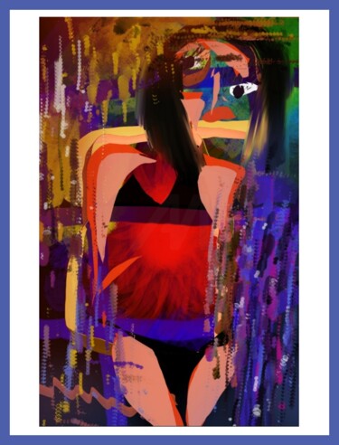 Digital Arts titled "Une demoiselle en b…" by Jacky Patin, Original Artwork, Digital Painting