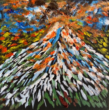 Pittura intitolato "Vulcano sacro" da Mario Pratesi, Opera d'arte originale, Olio Montato su Cartone