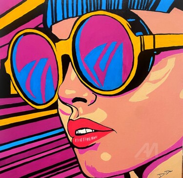 Peinture intitulée "visage haute tension" par Didou, Œuvre d'art originale, Acrylique Monté sur Châssis en bois