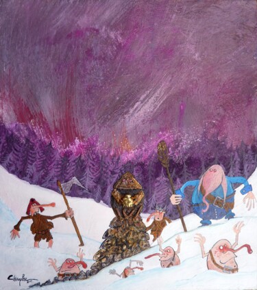 "Le temple de Ladybug" başlıklı Tablo Cikrophe tarafından, Orijinal sanat, Akrilik Ahşap panel üzerine monte edilmiş