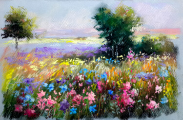 Malarstwo zatytułowany „Vibrant Herbaceous…” autorstwa Mariya Zhakupova, Oryginalna praca, Akryl