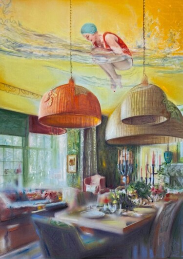 Painting titled "Canon Ball!!!" by Maria Titan, Original Artwork, Pastel