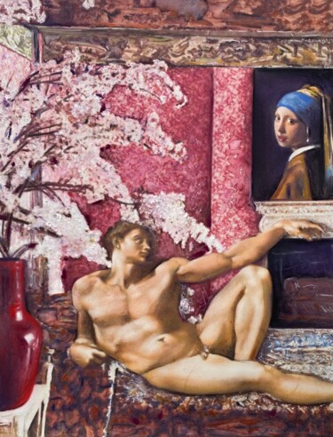 Painting titled "Art Collector" by Maria Titan, Original Artwork, Pastel