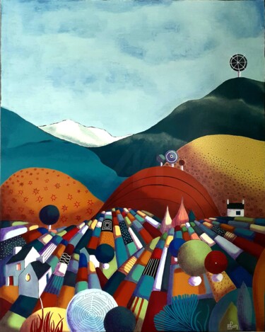 "Face aux collines" başlıklı Tablo Marie-Pierre Jan tarafından, Orijinal sanat, Akrilik Ahşap Sedye çerçevesi üzerine monte…