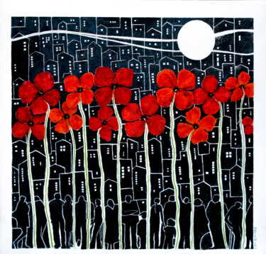 Peinture intitulée "Peaceful City" par Mona Erfanian Salim, Œuvre d'art originale, Pastel Monté sur Carton