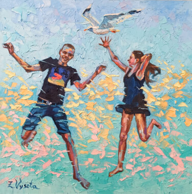 Painting titled "Soaring Above the W…" by Zina Vysota, Original Artwork, Oil Mounted on Cardboard