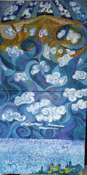 Peinture intitulée "Les nuages s'en sou…" par Emilie Marliac, Œuvre d'art originale, Huile Monté sur Châssis en bois