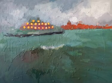 Malerei mit dem Titel "Storm in the lagoon…" von Irina Seller, Original-Kunstwerk, Öl Auf Keilrahmen aus Holz montiert