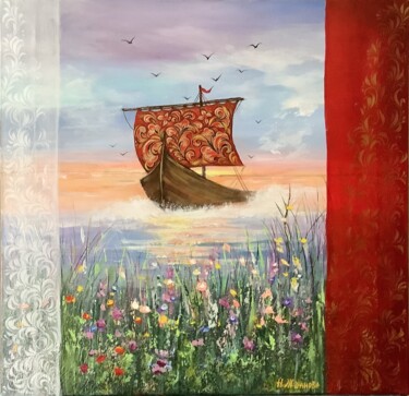 "Sailboat painting S…" başlıklı Tablo Natalya Zhdanova tarafından, Orijinal sanat, Akrilik Ahşap Sedye çerçevesi üzerine mon…