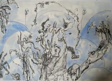 "ghost clown" başlıklı Resim Donjikov tarafından, Orijinal sanat, Tükenmez kalem