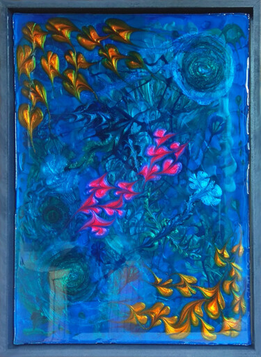 Painting titled "Soul Rupture. Blue…" by Andrey Berlogov, Original Artwork, Resin Mounted on Wood Stretcher frame