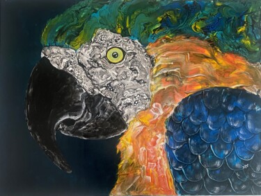 Painting titled "PEROQUET" by Clement Tuil (SYLVIAN), Original Artwork, Acrylic Mounted on Wood Stretcher frame