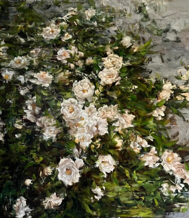 Painting titled "GARDEN ROSES" by Elena Mashajeva-Agraphiotis, Original Artwork, Oil