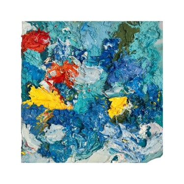 Painting titled "Handmade Blue Abstr…" by Betül Yüksel, Original Artwork, Oil Mounted on Wood Stretcher frame