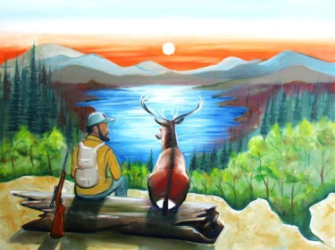 "Hunter's Peace" başlıklı Tablo Cyril Harris tarafından, Orijinal sanat, Petrol