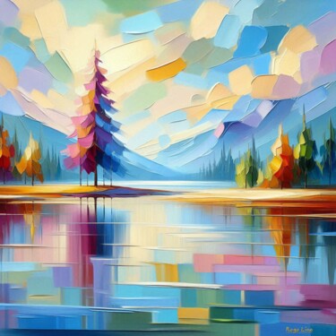 Digital Arts titled "Reflejos de un sueñ…" by Rogo Lino, Original Artwork, AI generated image Mounted on artwork_cat.