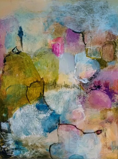 Painting titled "Les roches" by Alyssa Pasquier, Original Artwork, Acrylic Mounted on Wood Stretcher frame