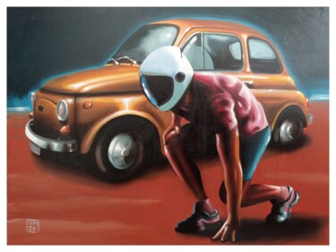 Painting titled "La Corsa" by Vincenzo Marino, Original Artwork, Acrylic