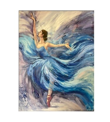 Peinture intitulée "Ballerina in blue" par Anastasia Skryleva, Œuvre d'art originale, Huile