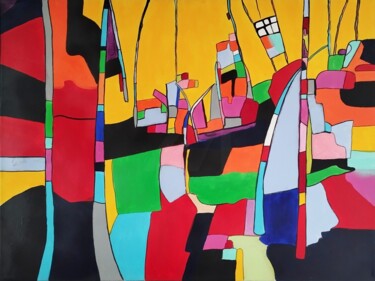 Peinture intitulée "Sunlit grove" par Carole Carpier, Œuvre d'art originale, Acrylique Monté sur Châssis en bois