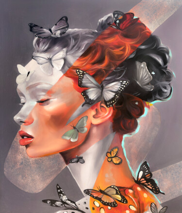 Ζωγραφική με τίτλο "Flügel der Freundsc…" από Hadassa Schomburg, Αυθεντικά έργα τέχνης, Λάδι Τοποθετήθηκε στο Ξύλινο φορείο…