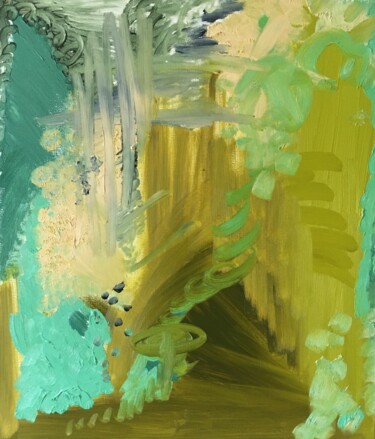 Painting titled "Organic Abstract Pa…" by Evgeniya Minina Zhemi, Original Artwork, Oil Mounted on Wood Stretcher frame