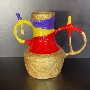 Γλυπτική με τίτλο "vase multicolore" από Mifo, Αυθεντικά έργα τέχνης, Εγγράφου mache
