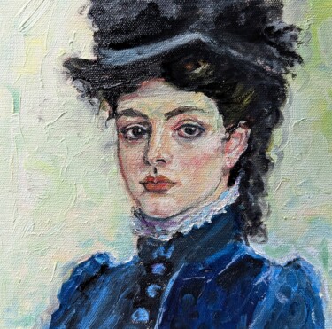 Painting titled "Леди" by Okinchits, Original Artwork, Oil Mounted on Other rigid panel